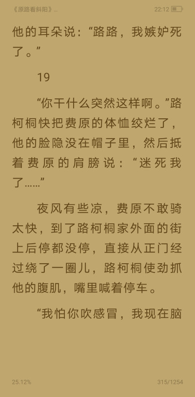 "何止"费原箍着他蹭着他的耳朵说"路路,我嫉妒死了"《原路看斜阳》