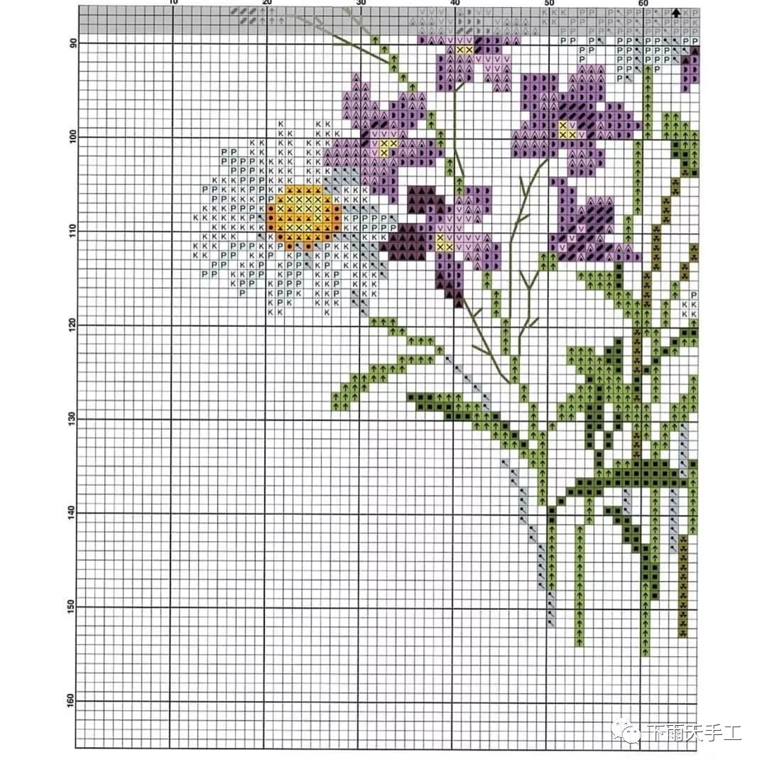十字绣图纸61紫色小花
