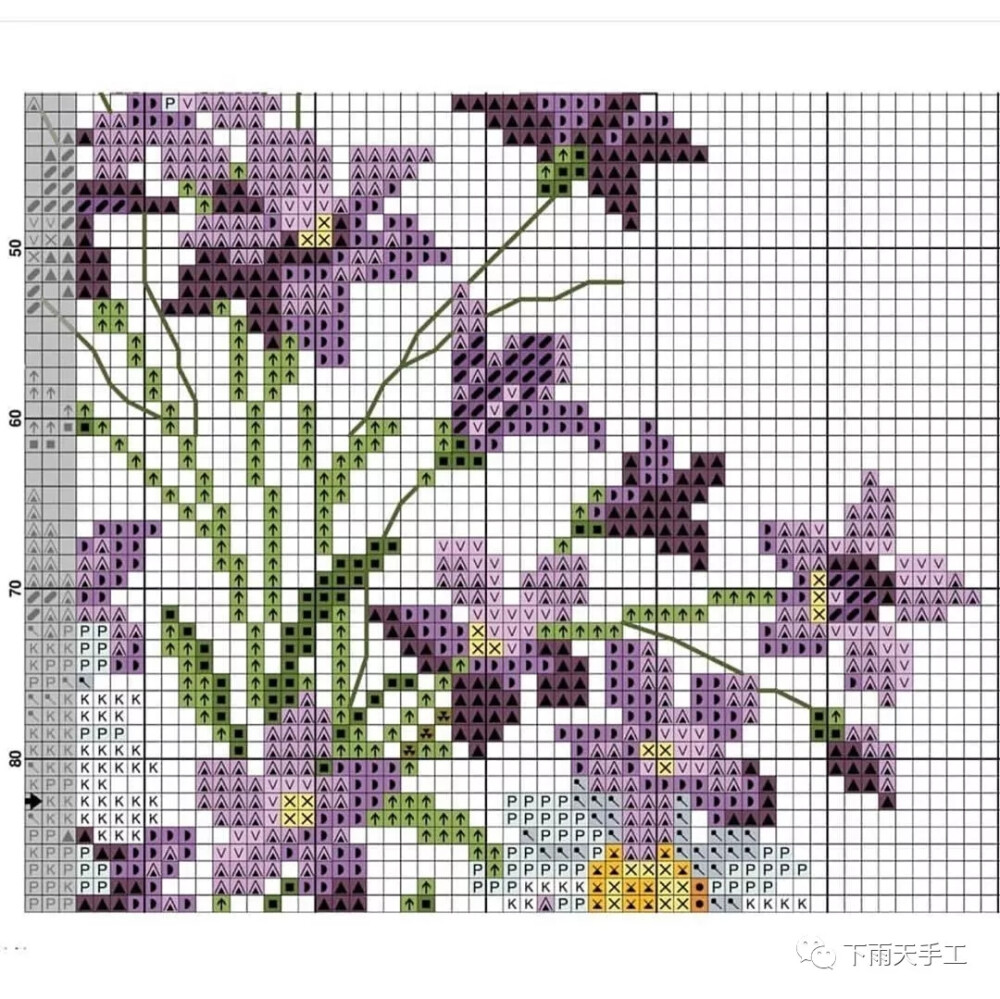十字绣图纸紫色小花