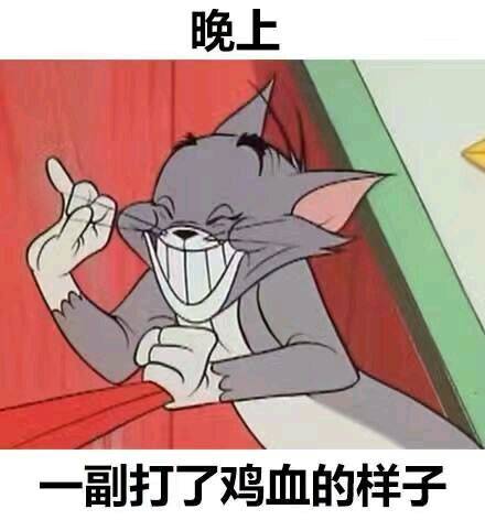 晚上,一副打鸡血的样子