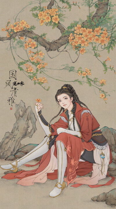 古风人物 手绘 壁纸 cr:@逆水寒