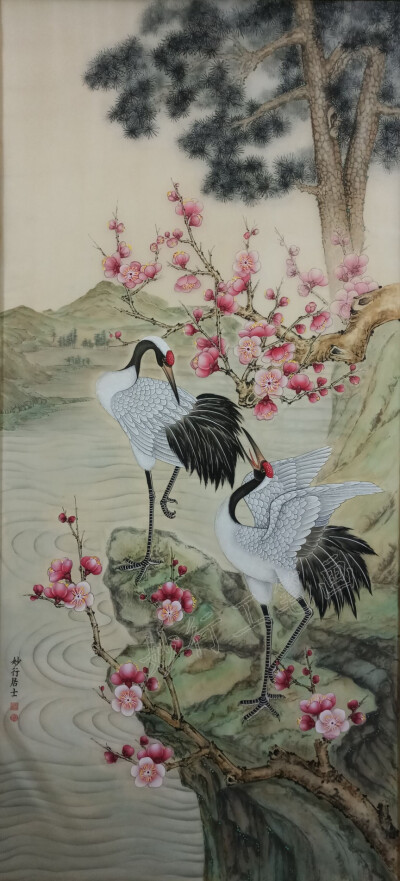 国画工笔画花鸟,花开富贵,松鹤延年,玉兰春早,樱.妙行居士作品.