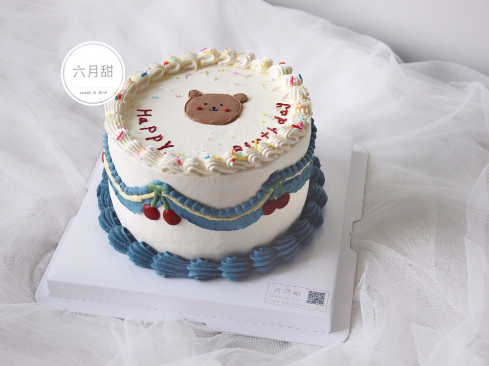 杭州蛋糕 复古手绘小熊可爱卡通实物效果太好看了～这一款生日蛋糕