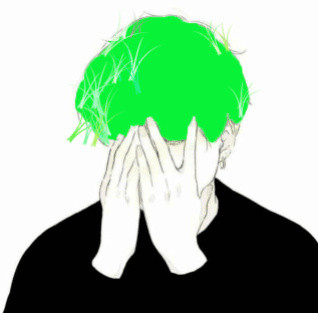 绿头发哭了