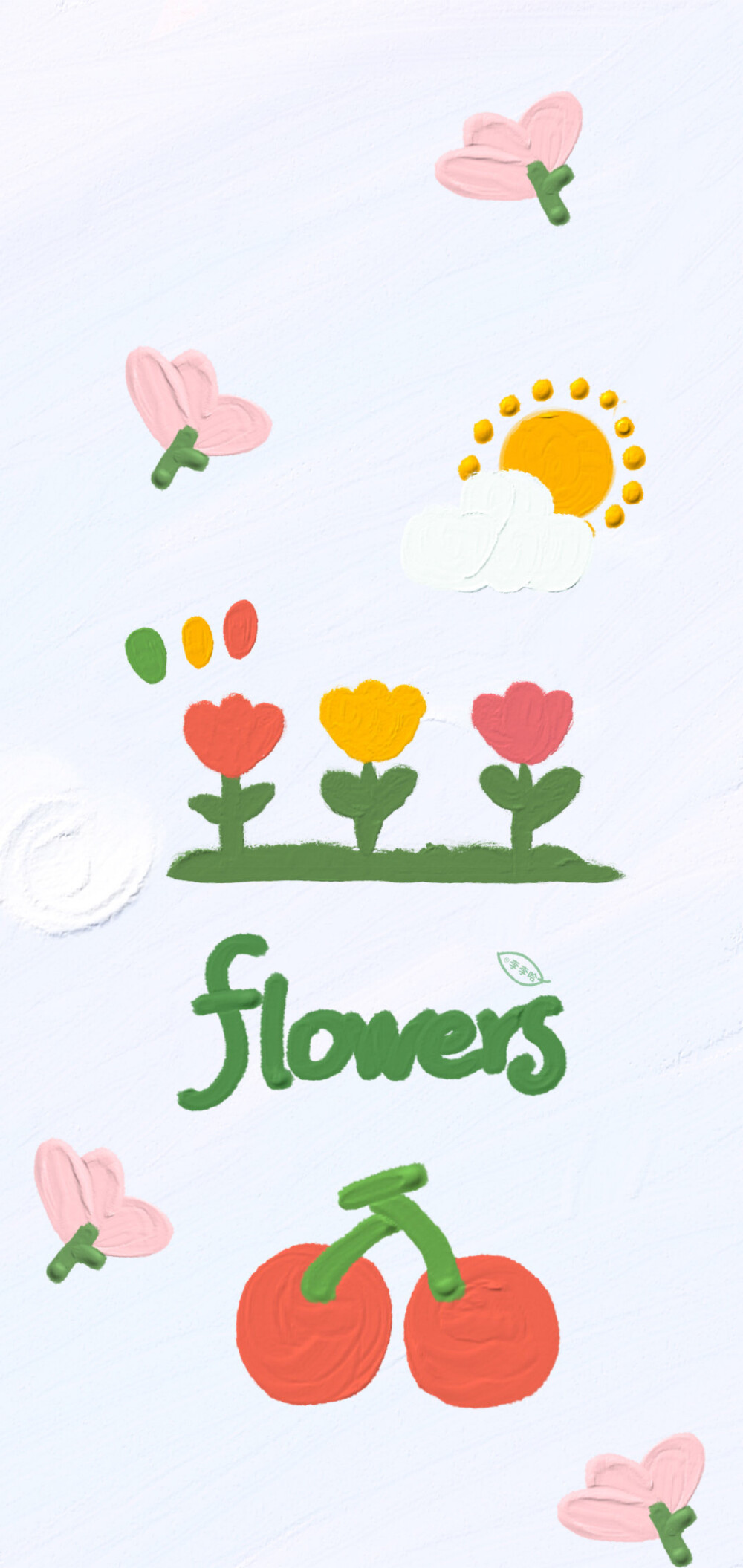 油画壁纸锁屏壁纸可爱少女心插画手绘ins纯色简约