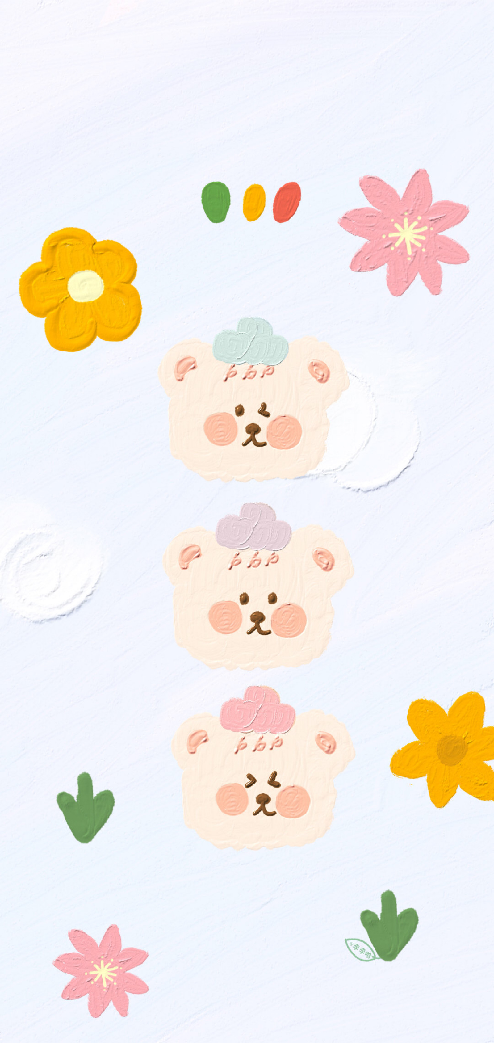 油画壁纸 锁屏壁纸 可爱少女心 插画手绘 ins 纯色简约