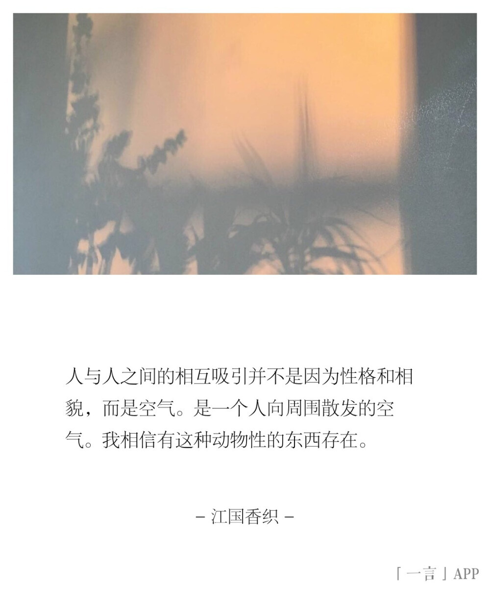 人与人之间的相互吸引并不是因为性格和相貌,而是空气.