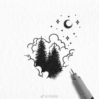 宇航员黑白插画