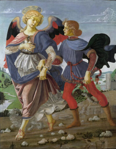 《托比亚斯和天使》,韦罗基奥工作室,1470 英国,伦敦,英国国家美术馆