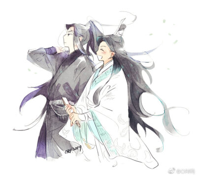 《天官赐福》花城谢怜,师青玄&贺玄《魔道祖师》魏无羡蓝忘机画师微博