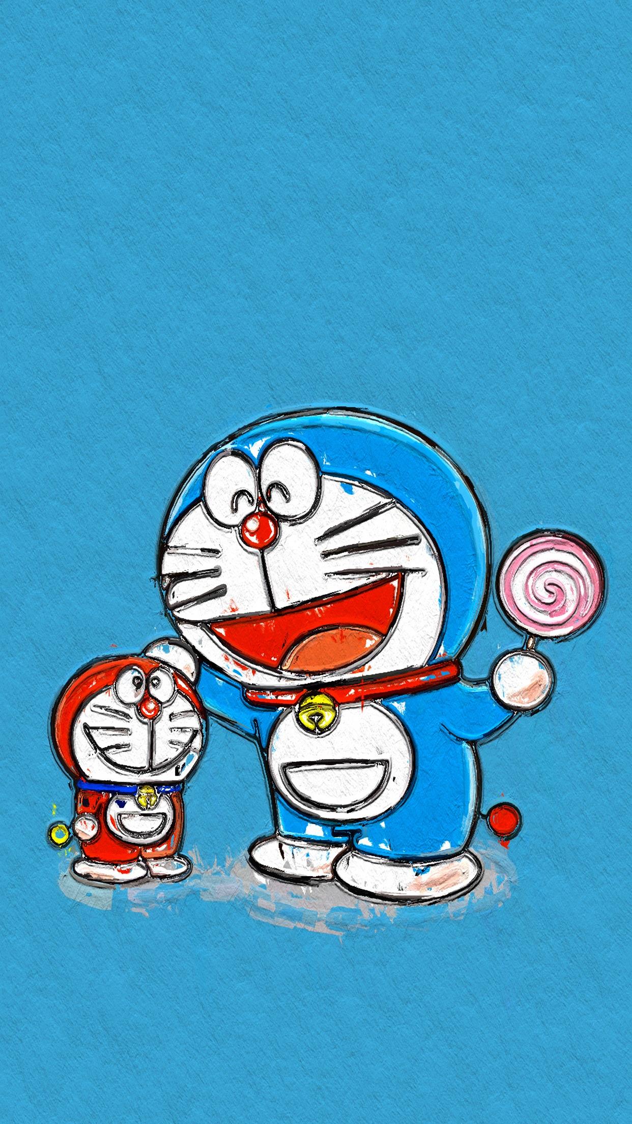 哆啦a梦手机壁纸 (=^¨^=) #机器猫#蓝胖子#手绘卡通壁纸