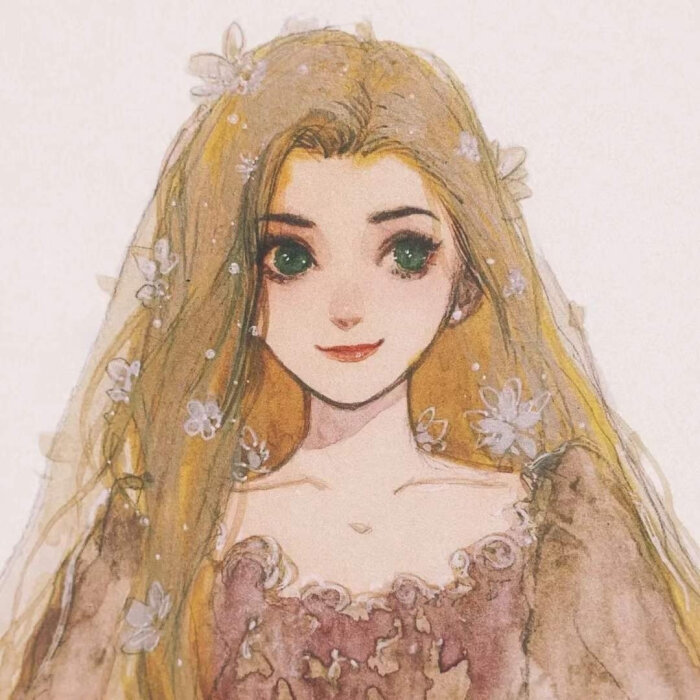 迪士尼公主超美婚纱系列手绘头像