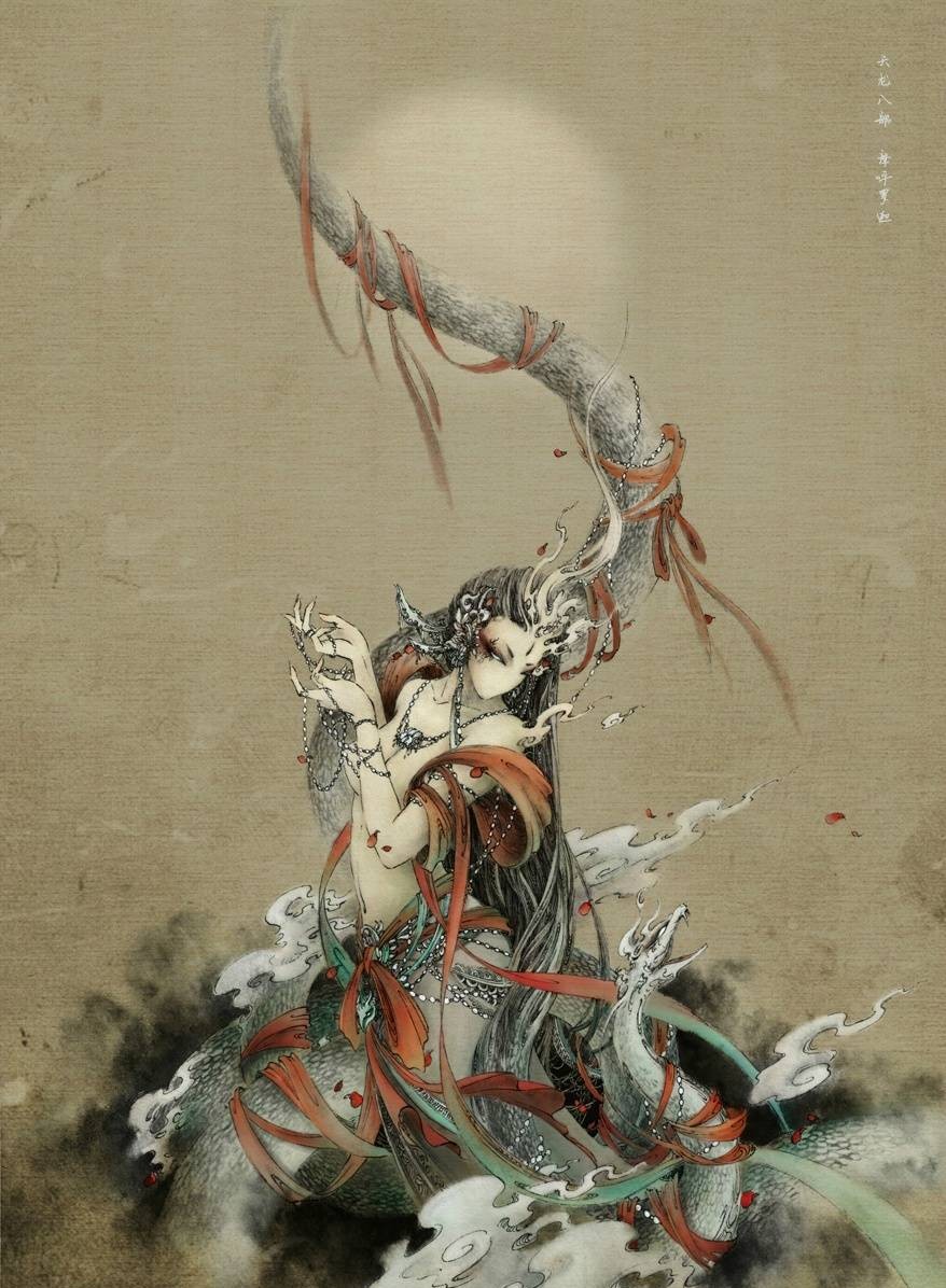 山海经 古风插画 中国百鬼 画师:衫泽