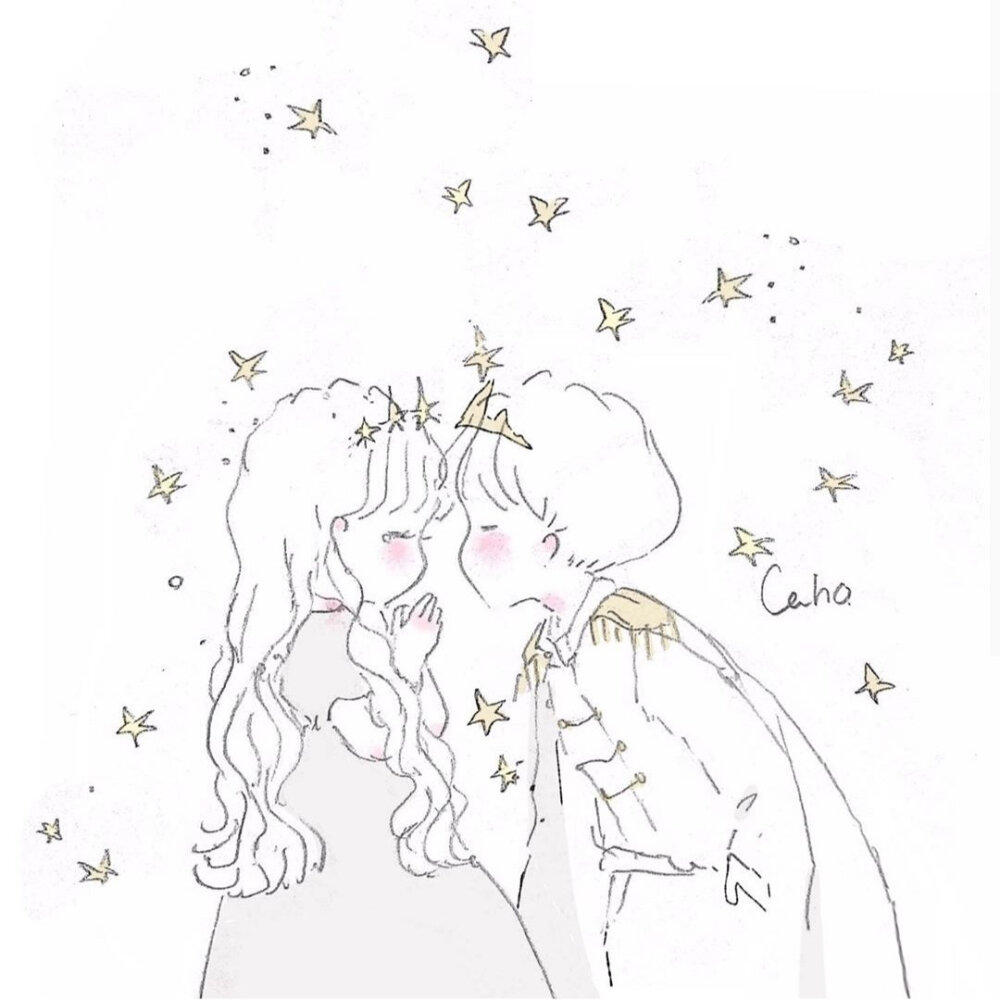 caho手绘情侣头像