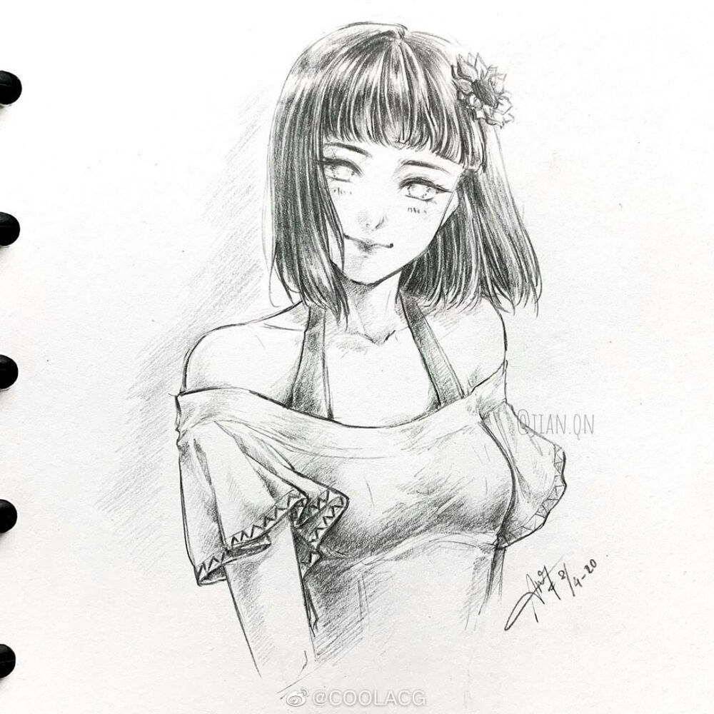 人物黑白动漫素材插画绘画线稿手绘