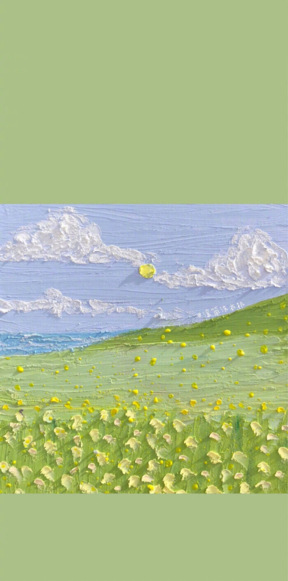 油画壁纸 - 风景花朵 cr:@部分见水印渐变纯色/手绘壁纸/聊天背景/小