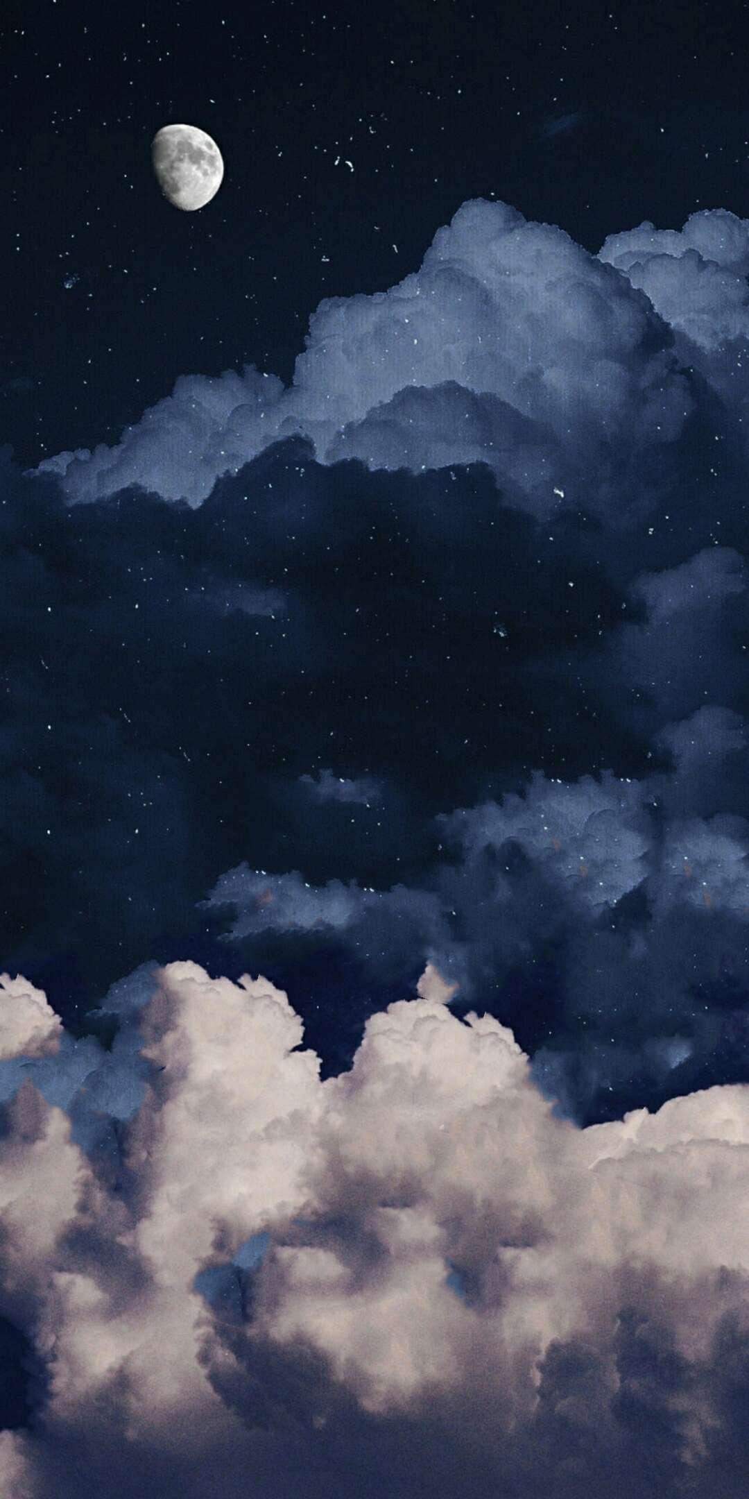 【手机壁纸】月亮 星空 云 夜色