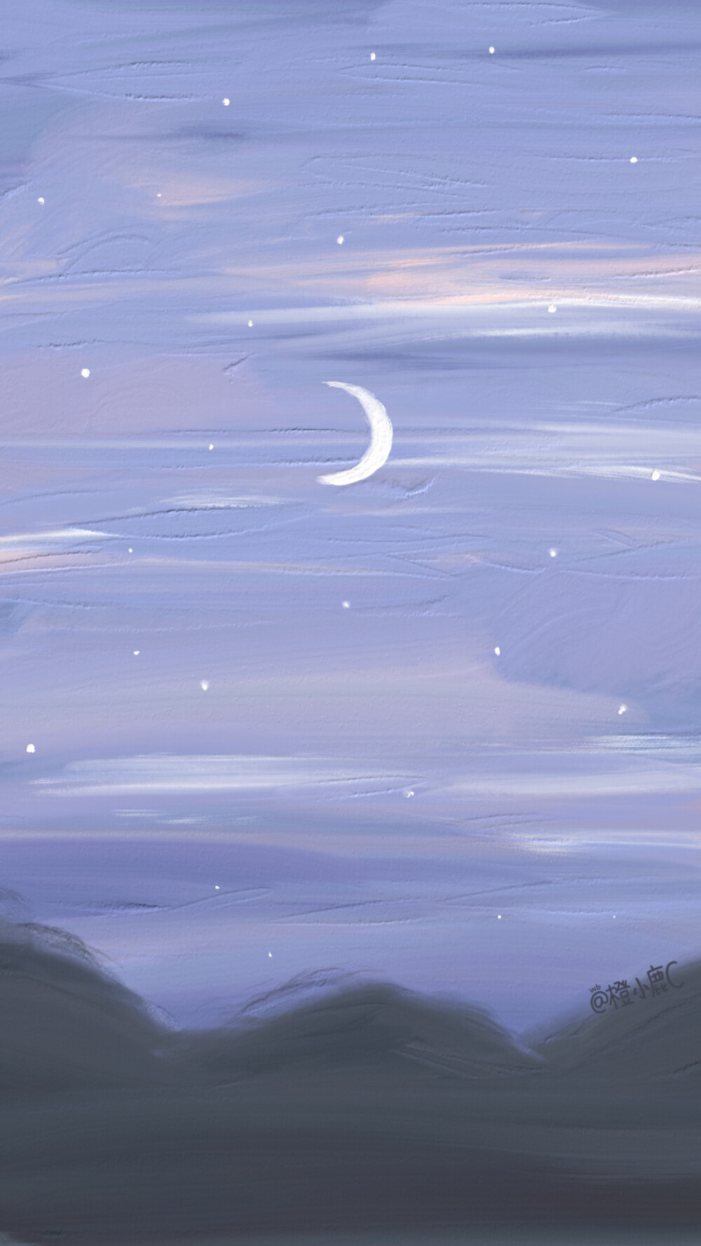 油画壁纸 - cr:@橙小鹿c渐变纯色/手绘动物/聊天背景/小清新ins/花朵
