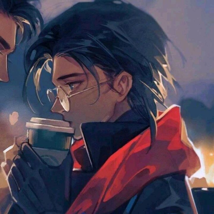 【耽美情头】男生头像 耽美 黑发少年 圆眼镜 红围巾 喝咖啡 乖巧 费