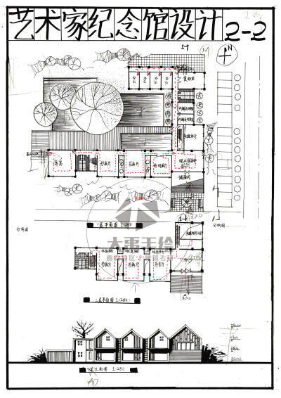 今日分享三:艺术家纪念馆设计--大禹手绘2020寒假班建筑快题作品欣赏