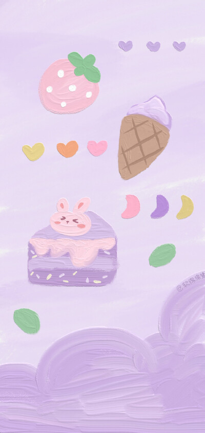 祝你生日快乐 少女心壁纸 紫色系壁纸 可爱壁纸 cr:软绵绵猪