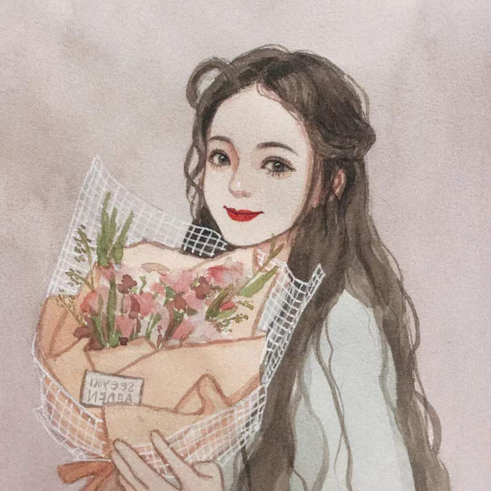 捧花少女手绘头像合集