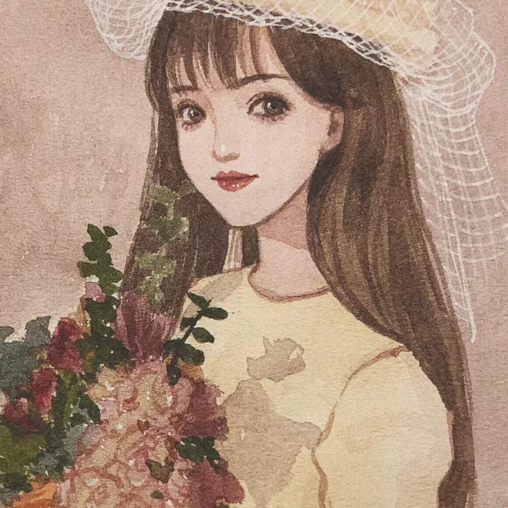 捧花少女手绘头像合集