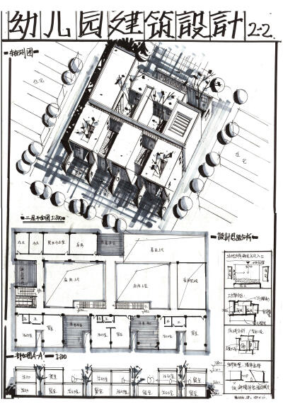 今日分享三:幼儿园设计(第一弹-大禹手绘建筑快题优秀作品欣赏