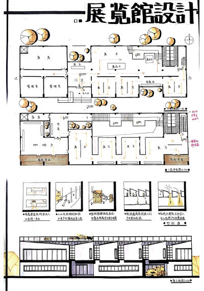 今日分享四:展览馆设计-大禹手绘建筑快题优秀作品欣赏