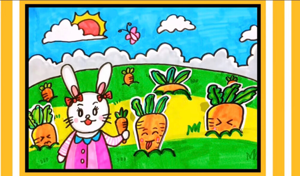 兔子拔萝卜儿童画