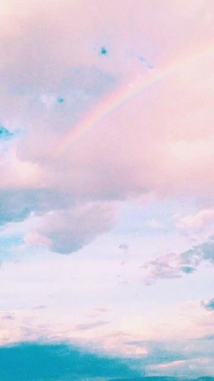 一道彩虹暖洋洋的洒满了全身彩虹 壁纸 天空 海洋 云