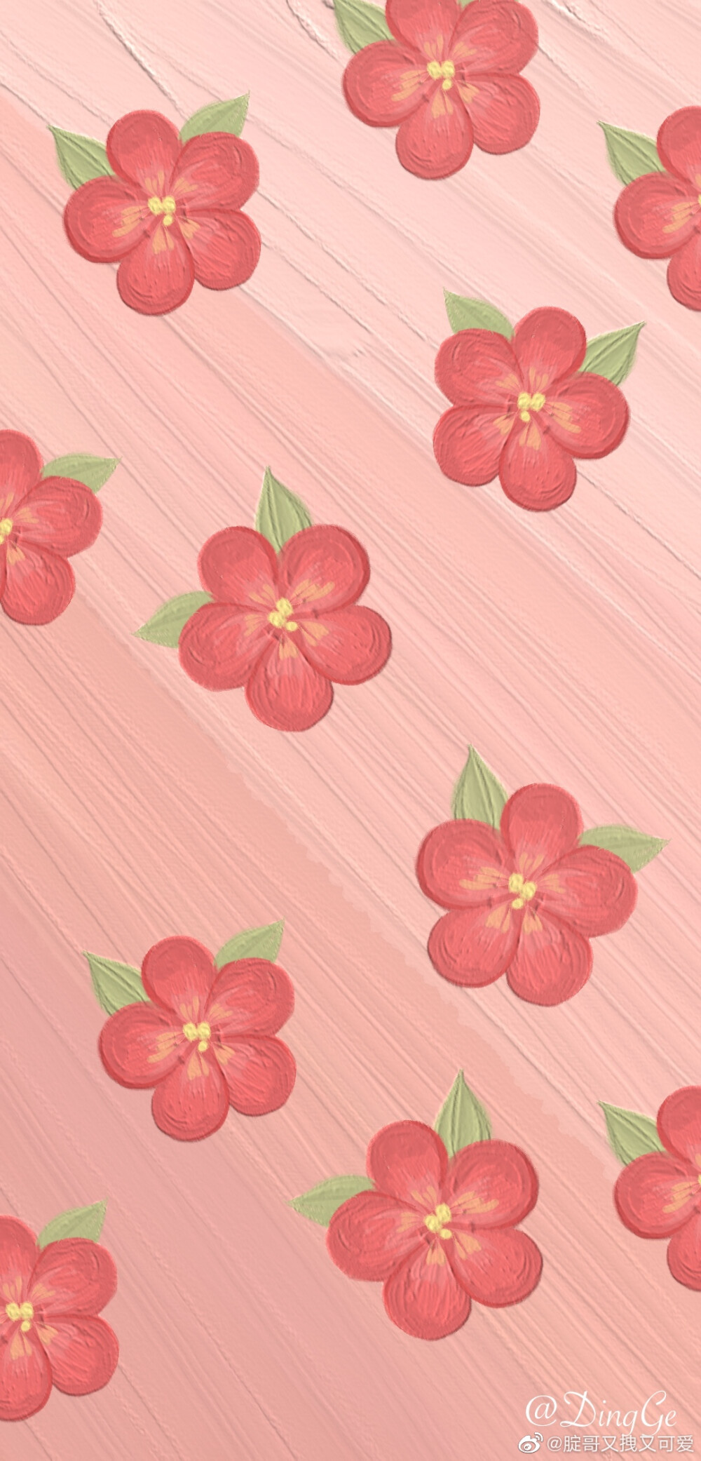 微博原创画师@腚哥又拽又可爱粉/红色系油画壁纸搬运出处见水印.