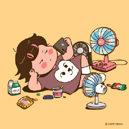 来自韩国插画师carrygrow～太喜欢这两个小胖胖的生活啦