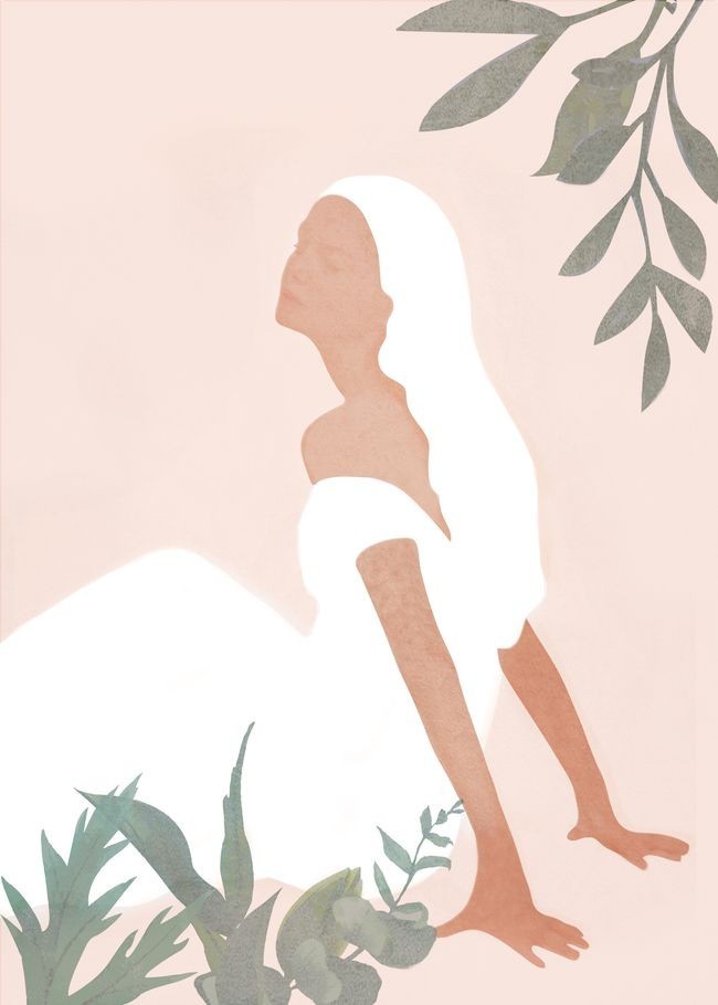 [cp]ins风人物插画系列手机壁纸,浅色系[坏笑]人物与植物的结合,部分