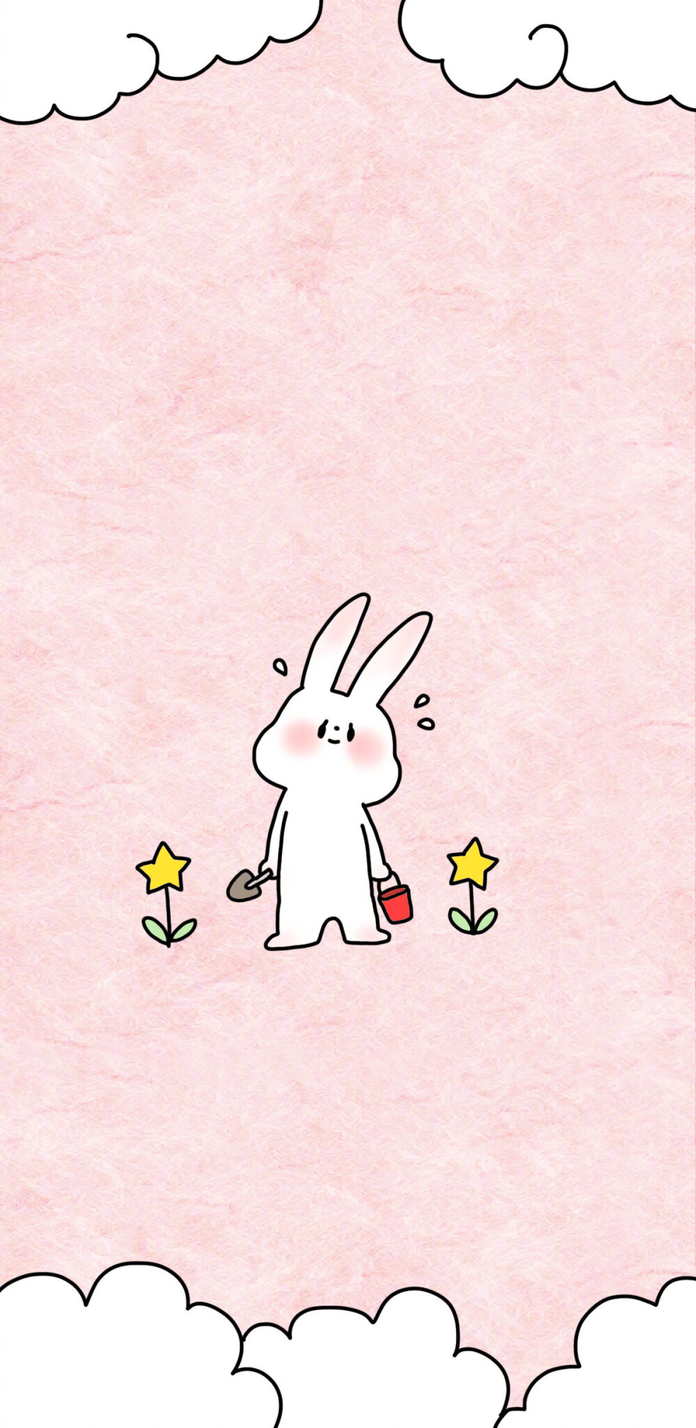 插画壁纸~粉色小兔子
