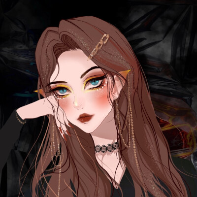 暗黑系古风手绘女头(情侣篇) 绘画师: 王亚静ya