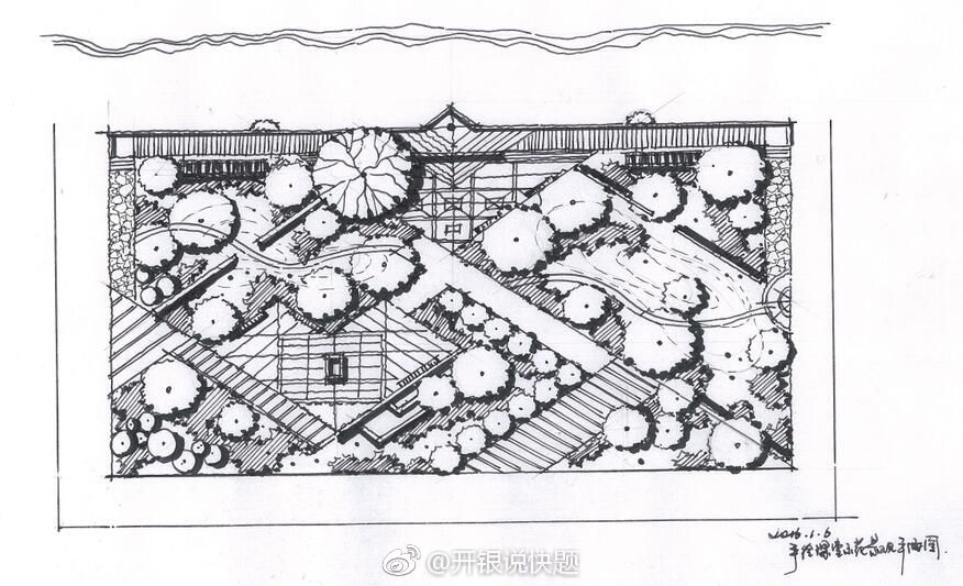 景观节点手绘平面图,来源于微博见水印,侵删歉