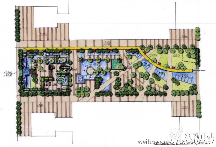 景观节点手绘平面图,来源于微博见水印,侵删歉