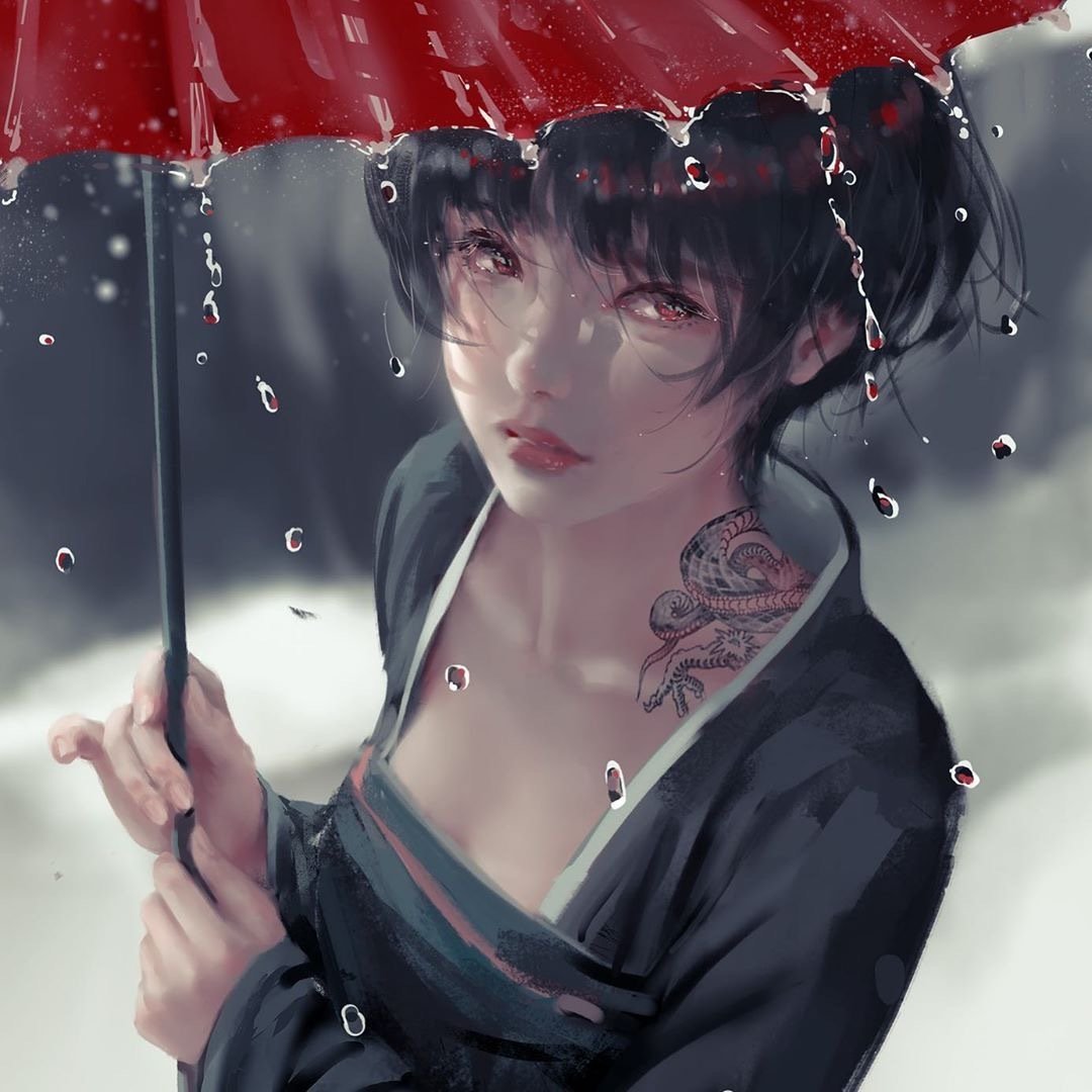 艺术插画丨雨纷纷wlop鬼刀