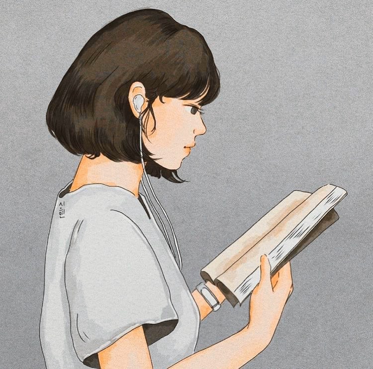 韩国插画师手绘头像女插画