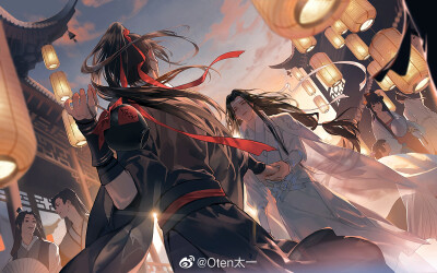 魔道祖师魏无羡魏婴夷陵老祖,蓝忘机蓝湛含光君,忘羡画师微博id【oten