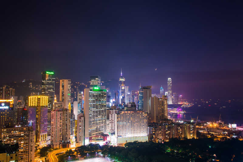 夜晚的城市灯光夜景-macw图库素材