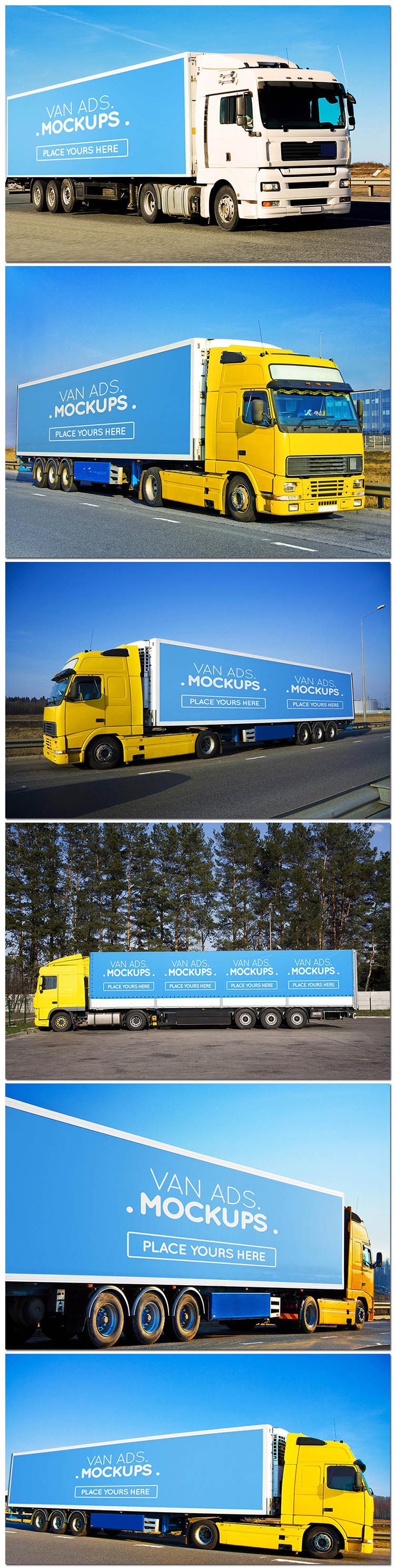 商业厢式大货车卡车身涂装广告展示样机模型场景海报素材设计模板