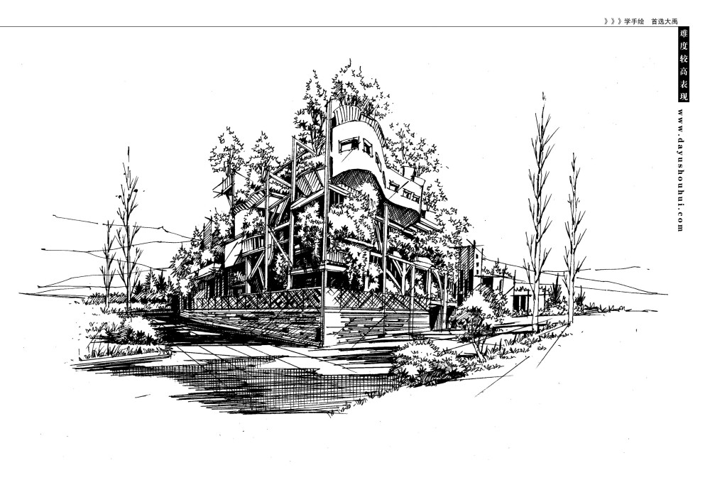 建筑手绘,建筑画,手绘图片,手绘效果图,马克笔上色,建筑设计,室内设计