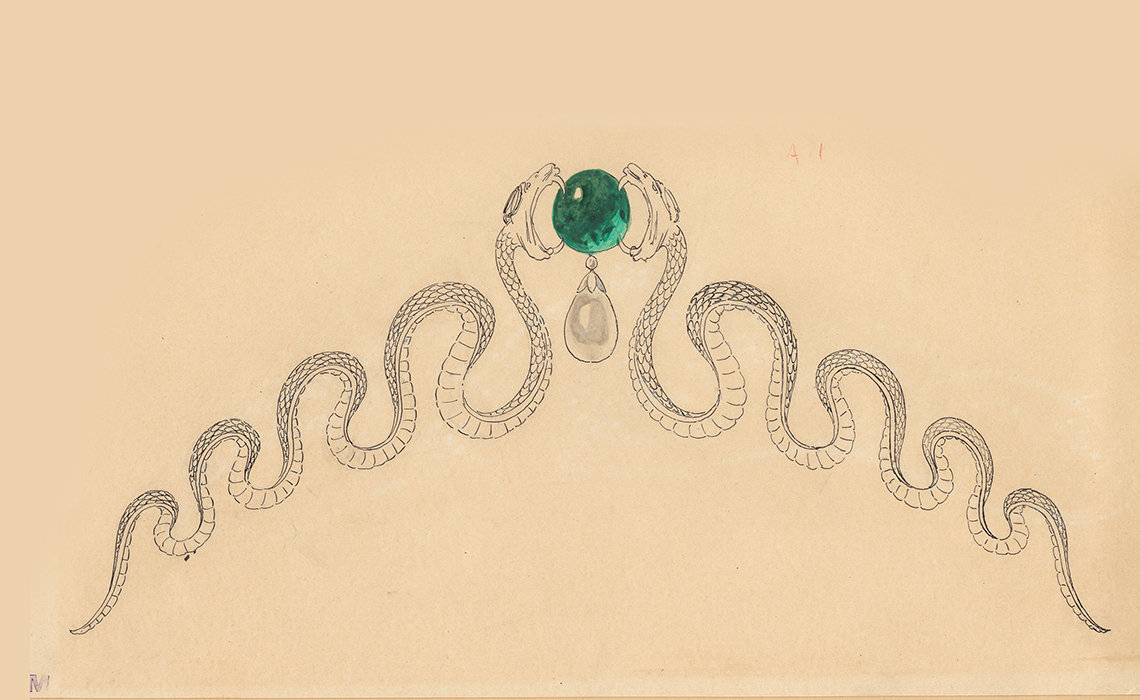 巴黎顶级珠宝世家尚美chaumet手绘珠宝图稿