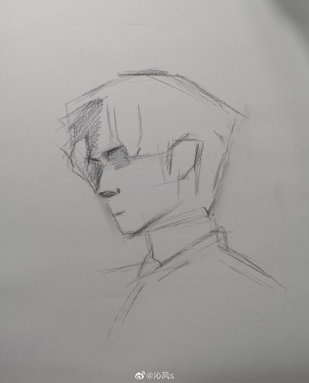 王一博素描头像步骤图 图源见水印