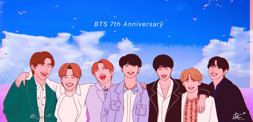 防弹少年团出道七周年啦 i love you more than love btsfanart logo