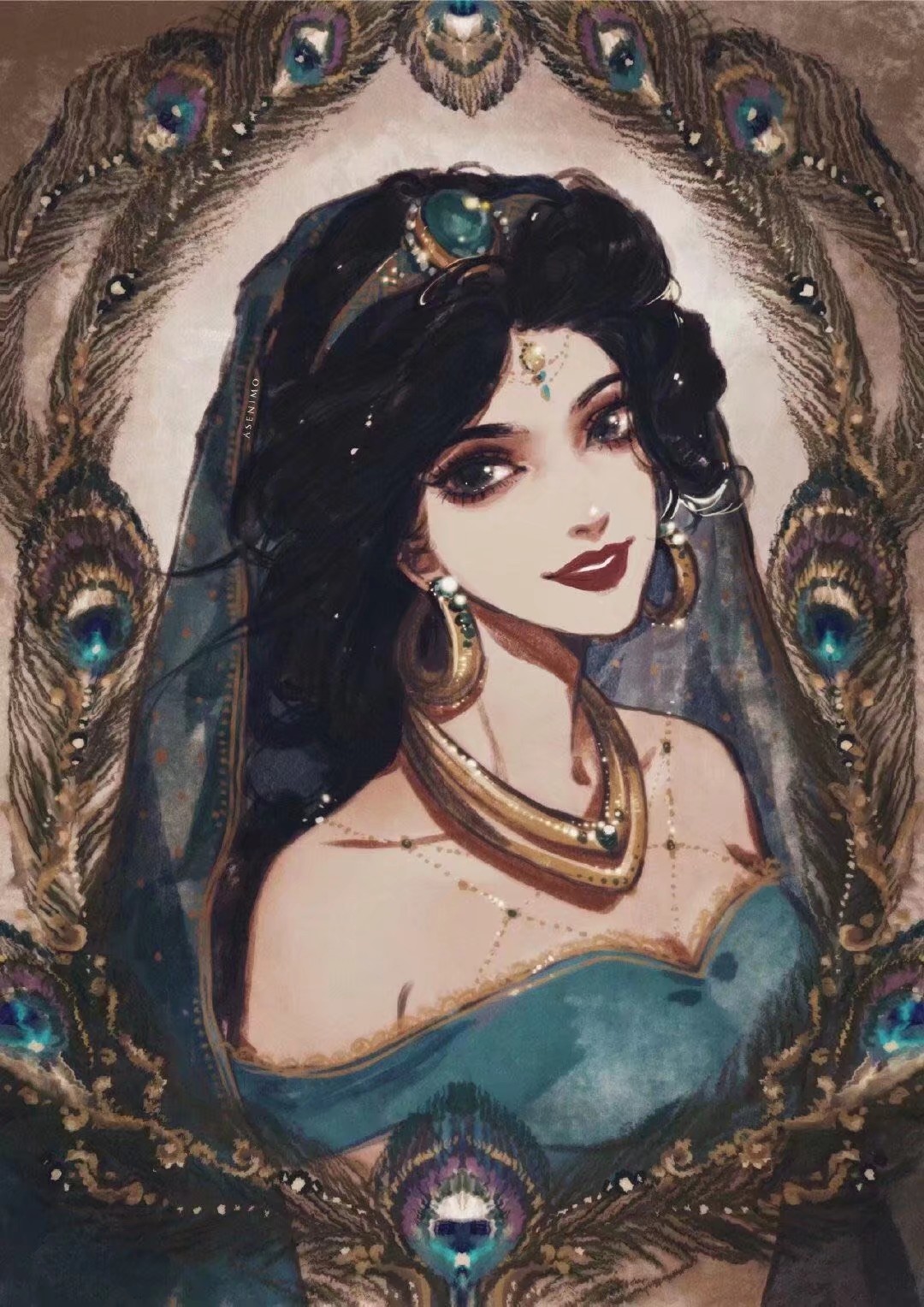迪士尼公主插画头像阿拉丁-茉莉 - 堆糖,美图壁纸兴趣