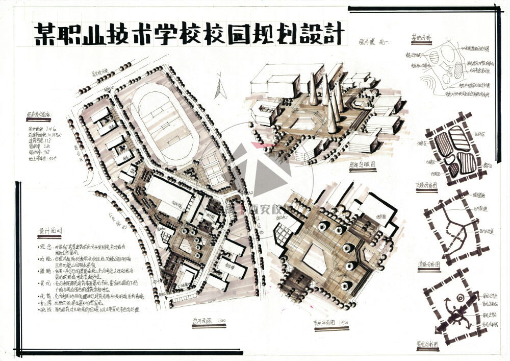 学校规划设计--大禹手绘规划快题优秀作品欣赏