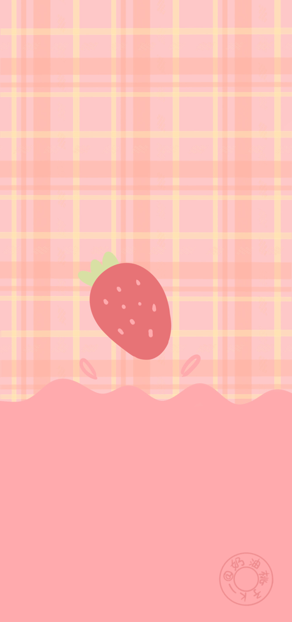 可爱草莓粉色壁纸 cr:奶油桃子k_ #手机壁纸##少女心##插画壁纸##可爱